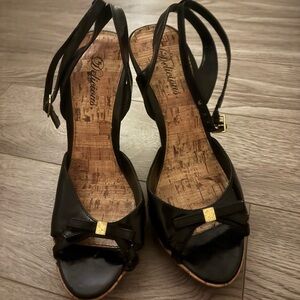 Delicious Black Bow Accent Heels